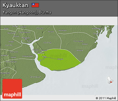 Physical 3D Map of Kyauktan, semi-desaturated