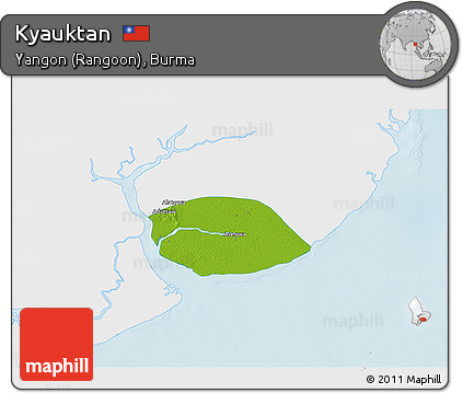 Physical 3D Map of Kyauktan, single color outside
