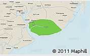 Political 3D Map of Kyauktan, shaded relief outside