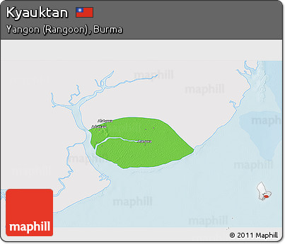 Political 3D Map of Kyauktan, single color outside