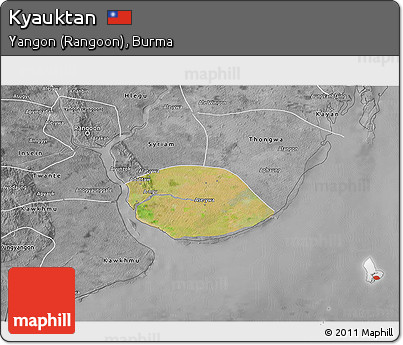 Satellite 3D Map of Kyauktan, desaturated