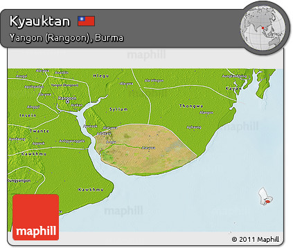 Satellite 3D Map of Kyauktan, physical outside
