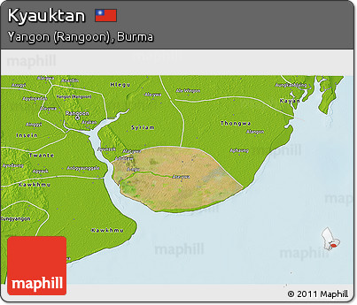Satellite 3D Map of Kyauktan, physical outside
