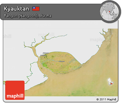 Satellite 3D Map of Kyauktan, single color outside