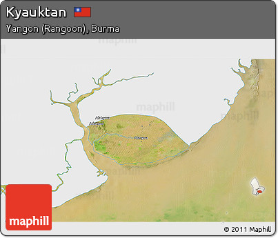 Satellite 3D Map of Kyauktan, single color outside