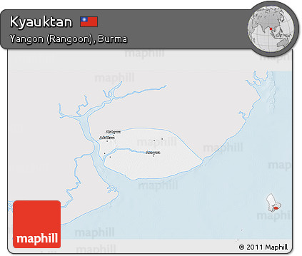 Silver Style 3D Map of Kyauktan, single color outside