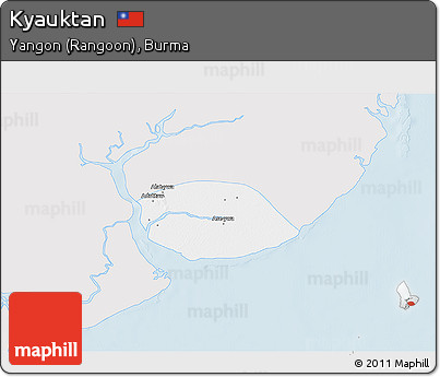 Silver Style 3D Map of Kyauktan, single color outside