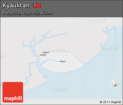 Silver Style 3D Map of Kyauktan, single color outside