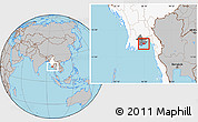Gray Location Map of Kyauktan, highlighted country, highlighted parent region