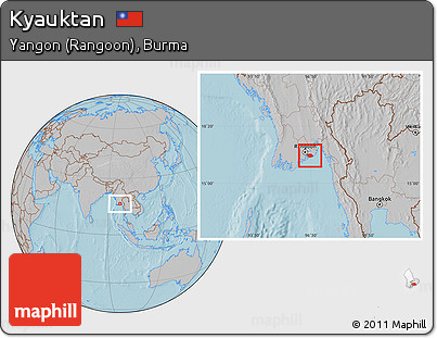 Gray Location Map of Kyauktan, hill shading
