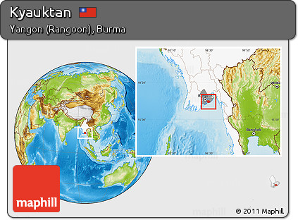 Physical Location Map of Kyauktan, highlighted country, highlighted parent region
