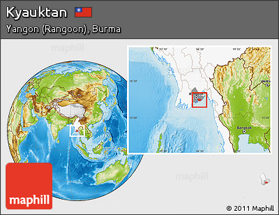Physical Location Map of Kyauktan, highlighted country, highlighted parent region