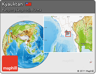 Physical Location Map of Kyauktan, highlighted country, highlighted parent region