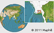 Satellite Location Map of Kyauktan, highlighted country
