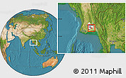 Satellite Location Map of Kyauktan, highlighted parent region