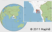 Savanna Style Location Map of Kyauktan, highlighted country, highlighted parent region