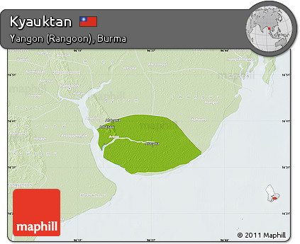 Physical Map of Kyauktan, lighten