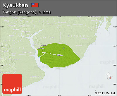 Physical Map of Kyauktan, lighten