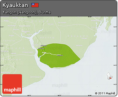 Physical Map of Kyauktan, lighten