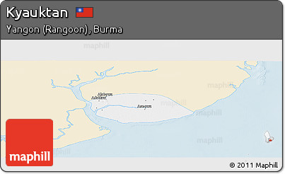 Classic Style Panoramic Map of Kyauktan, single color outside