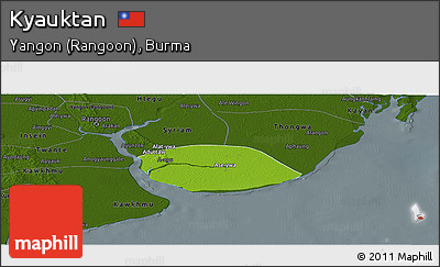 Physical Panoramic Map of Kyauktan, darken