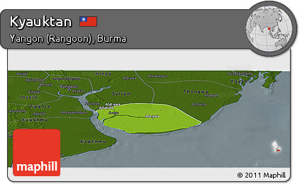 Physical Panoramic Map of Kyauktan, darken