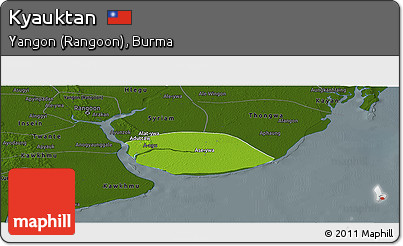 Physical Panoramic Map of Kyauktan, darken