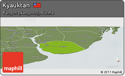 Physical Panoramic Map of Kyauktan, semi-desaturated