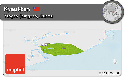 Physical Panoramic Map of Kyauktan, single color outside
