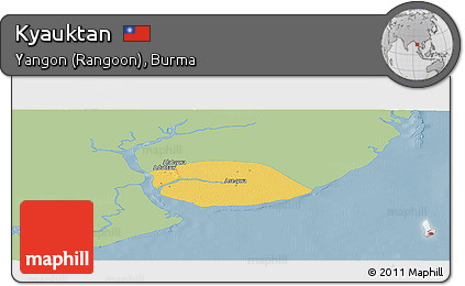 Savanna Style Panoramic Map of Kyauktan, single color outside