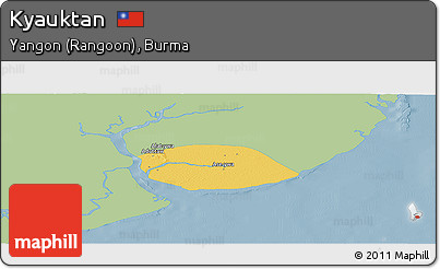 Savanna Style Panoramic Map of Kyauktan, single color outside