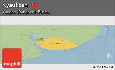 Savanna Style Panoramic Map of Kyauktan, single color outside