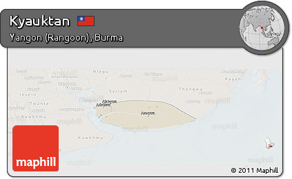 Shaded Relief Panoramic Map of Kyauktan, lighten