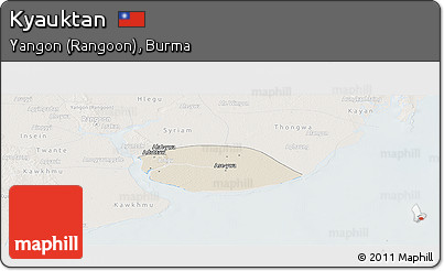 Shaded Relief Panoramic Map of Kyauktan, lighten