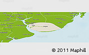 Shaded Relief Panoramic Map of Kyauktan, physical outside