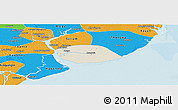 Shaded Relief Panoramic Map of Kyauktan, political outside