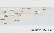 Shaded Relief Panoramic Map of Kyauktan, semi-desaturated