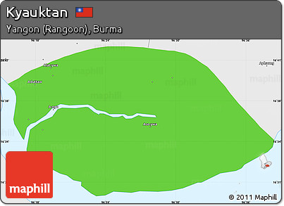 Political Simple Map of Kyauktan, single color outside, borders and labels