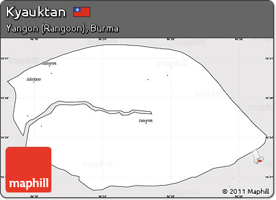 Silver Style Simple Map of Kyauktan, cropped outside