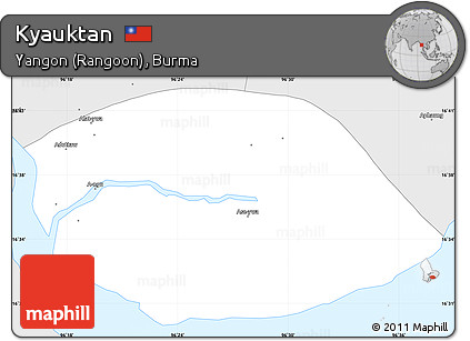 Silver Style Simple Map of Kyauktan
