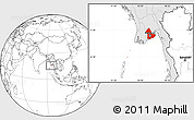 Blank Location Map of Yangon (Rangoon), highlighted country