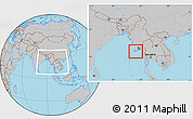 Gray Location Map of Yangon (Rangoon), within the entire country