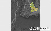 Satellite Map of Yangon (Rangoon), darken, desaturated