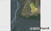 Satellite Map of Yangon (Rangoon), darken, semi-desaturated