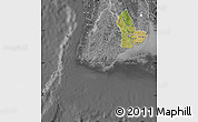 Satellite Map of Yangon (Rangoon), desaturated