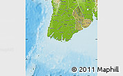 Satellite Map of Yangon (Rangoon), physical outside