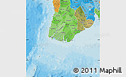 Satellite Map of Yangon (Rangoon), political shades outside