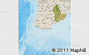 Satellite Map of Yangon (Rangoon), shaded relief outside