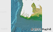 Satellite Map of Yangon (Rangoon), single color outside