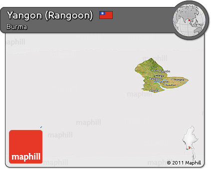 Satellite Panoramic Map of Yangon (Rangoon), cropped outside